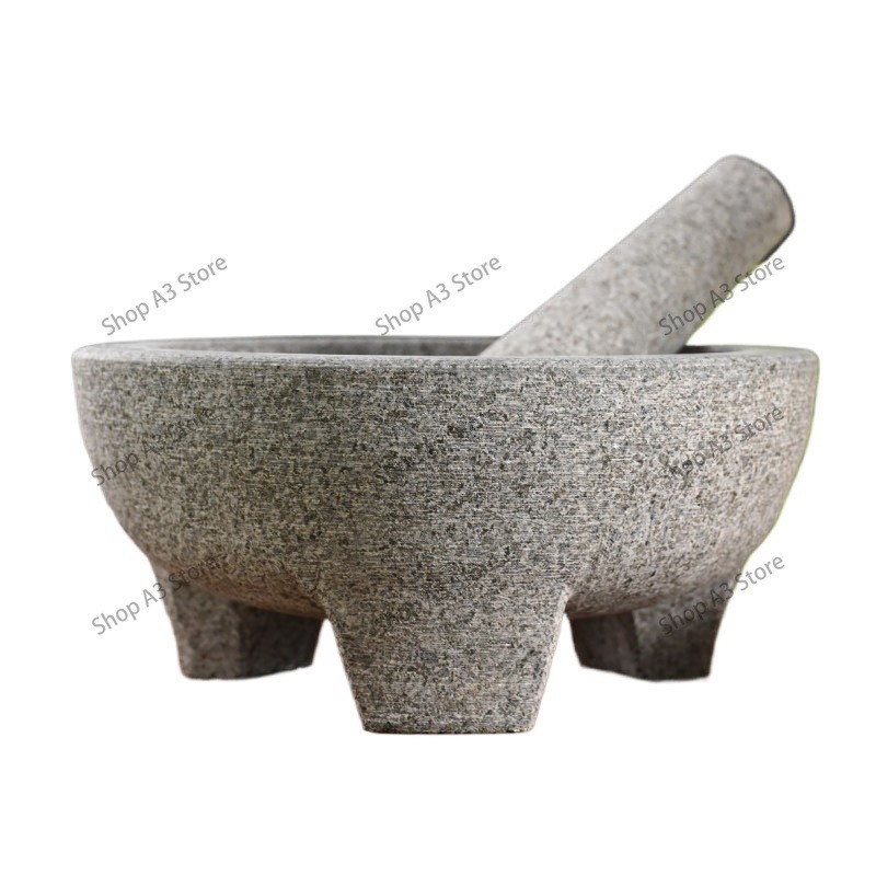 Mortar Pestle Granite - 天然石花崗岩製のスパイス・調味料・ペースト・ワカモレ用モルタルとペスル