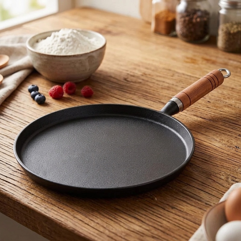 Dosa Pan Iron - 20/23/26cm 鋳鉄製フライパン 未コーティング ノンスティック エッグパンケーキパン クレープメーカー