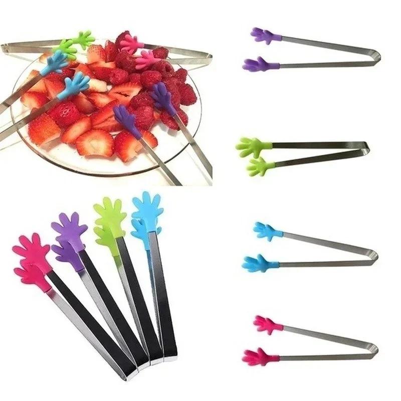 Home Cooking Supplies - 2026 カラフルパームステンレススチールハンドルシリコンミニフードハンドヘルドクリップ 家庭用キッチン日常調理器具に最適