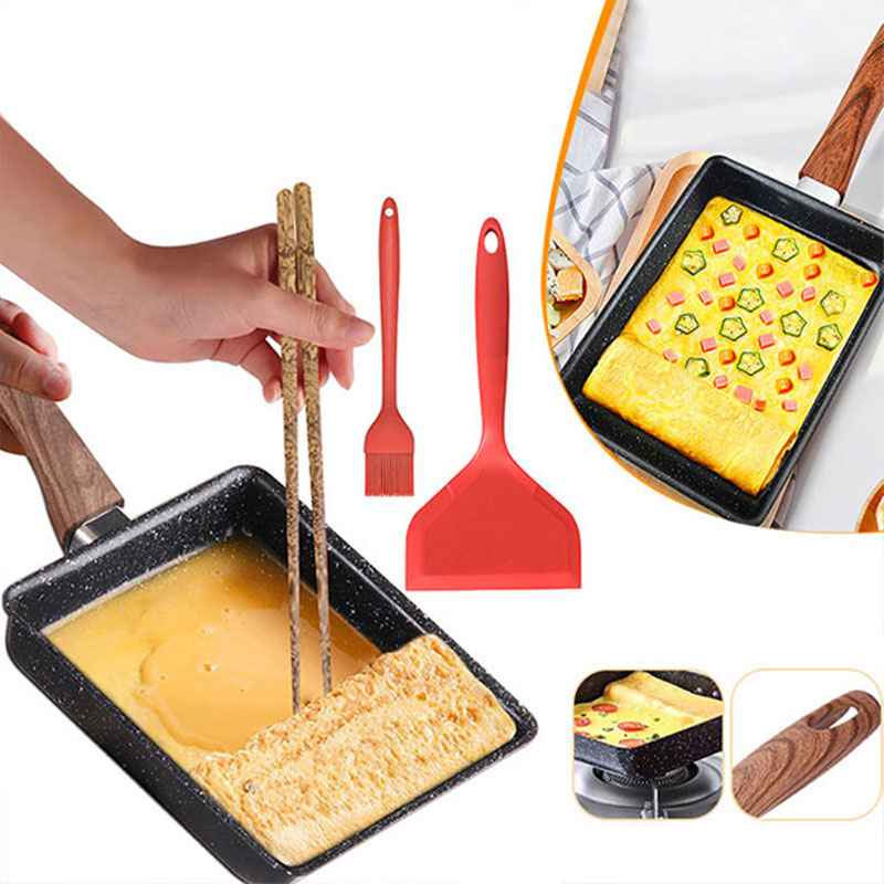 Dosa Pan Iron - 卵焼き日本オムレツパンテフロン加工卵パンスキレット長方形卵パン小さな卵フライパン調理ツール付き