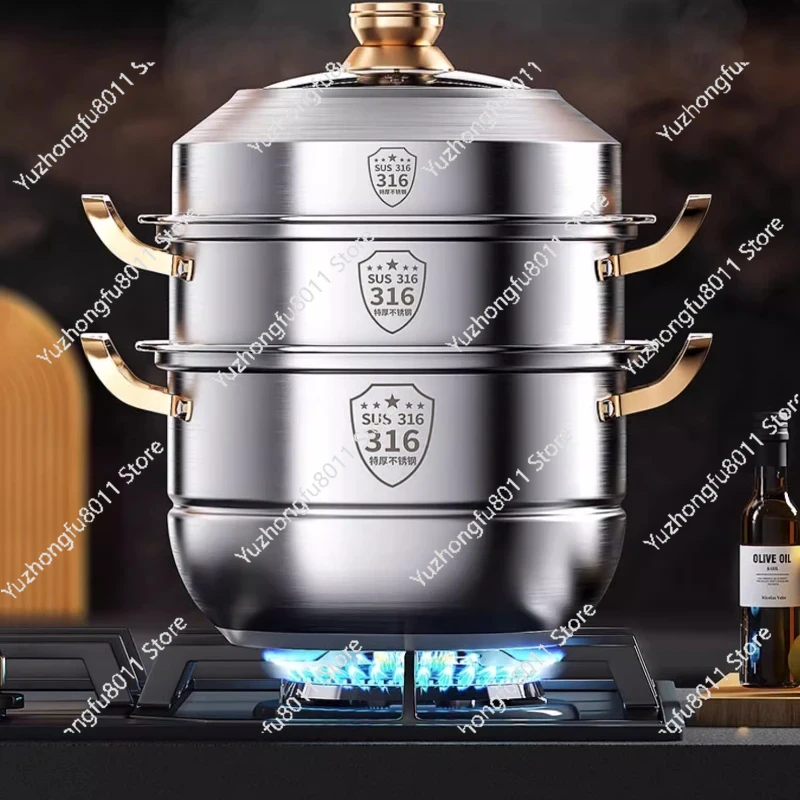 Home Cooking Appliances - 316ステンレス鋼蒸し鍋40cm蒸し器家庭用電化製品4層蒸し器調理鍋スープ鍋料理用鍋セット