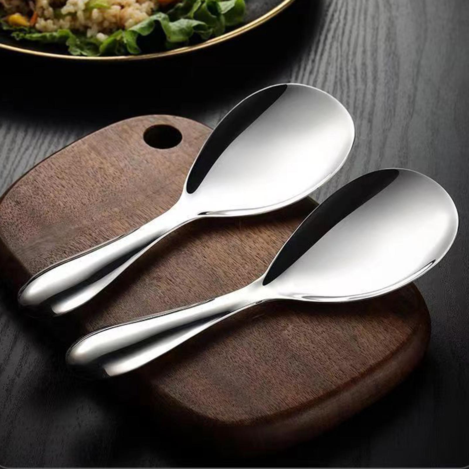 Home Cooking Supplies - ステンレス鋼ライススプーンパドル 20.5x7cm ライスサービングスプーン ノンスティックキッチンスパチュラ 耐熱家庭用調理器具
