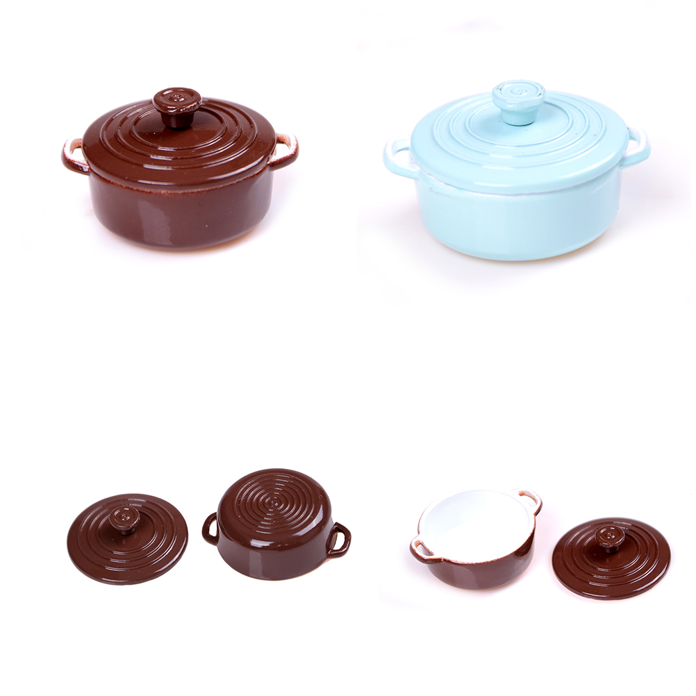 Home Cooking Utensil Set - ドールハウス用ミニチュアキッチン用品,1:12スケール,蓋付きミニポット,ドールハウス用アクセサリー,キッチンおもちゃ