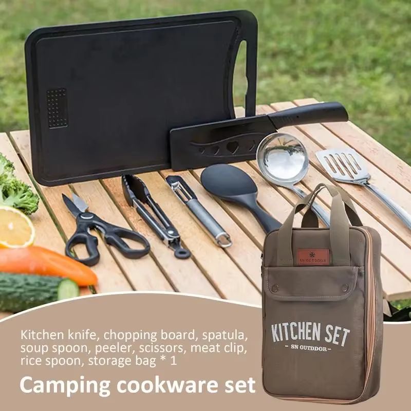 8 個キャンプキッチン調理器具セットポータブルバッグアウトド - Home Cooking Utensil Set のレビューと価格
