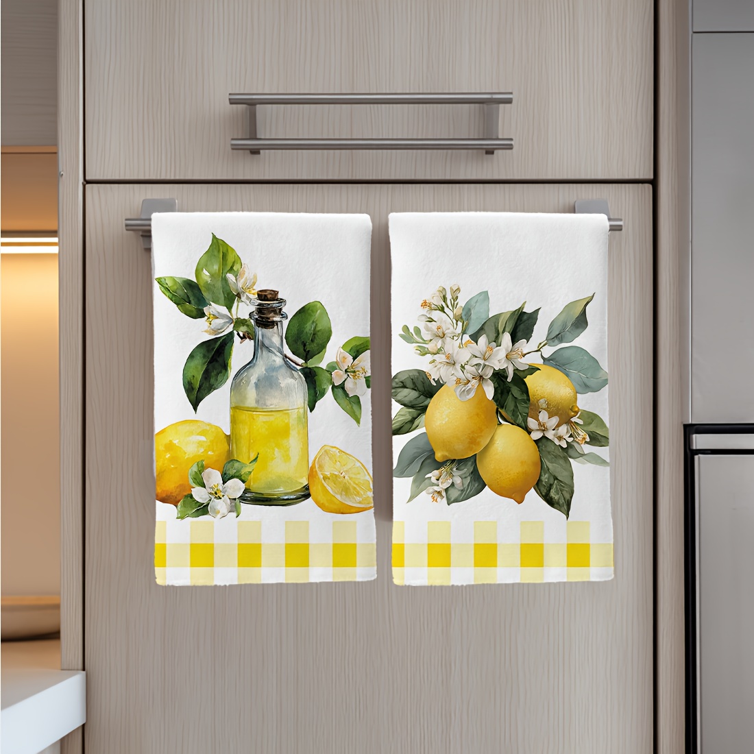2枚セット、レモン花柄キッチンタオル、最高のキッチンタオル、 - Home Cooking Supplies のレビューと価格