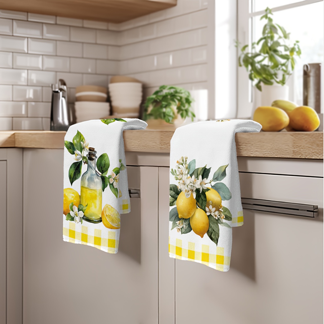 2枚セット、レモン花柄キッチンタオル、最高のキッチンタオル、 - Home Cooking Supplies のレビューと価格