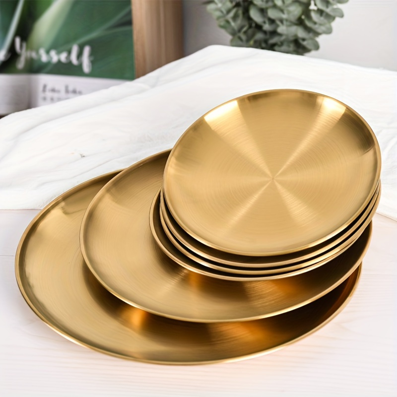 2個入り、ゴールデンピザプレート、ステンレス製ディナープレー - Home Cooking Dishes のレビューと価格
