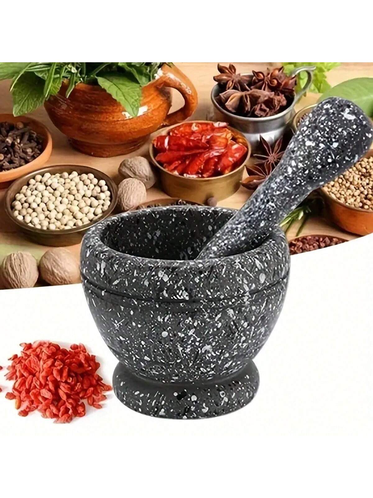 1pc 花崗岩テクスチャガーリックプレス、乳鉢と乳棒セット、 - Mortar Pestle Granite のレビューと価格