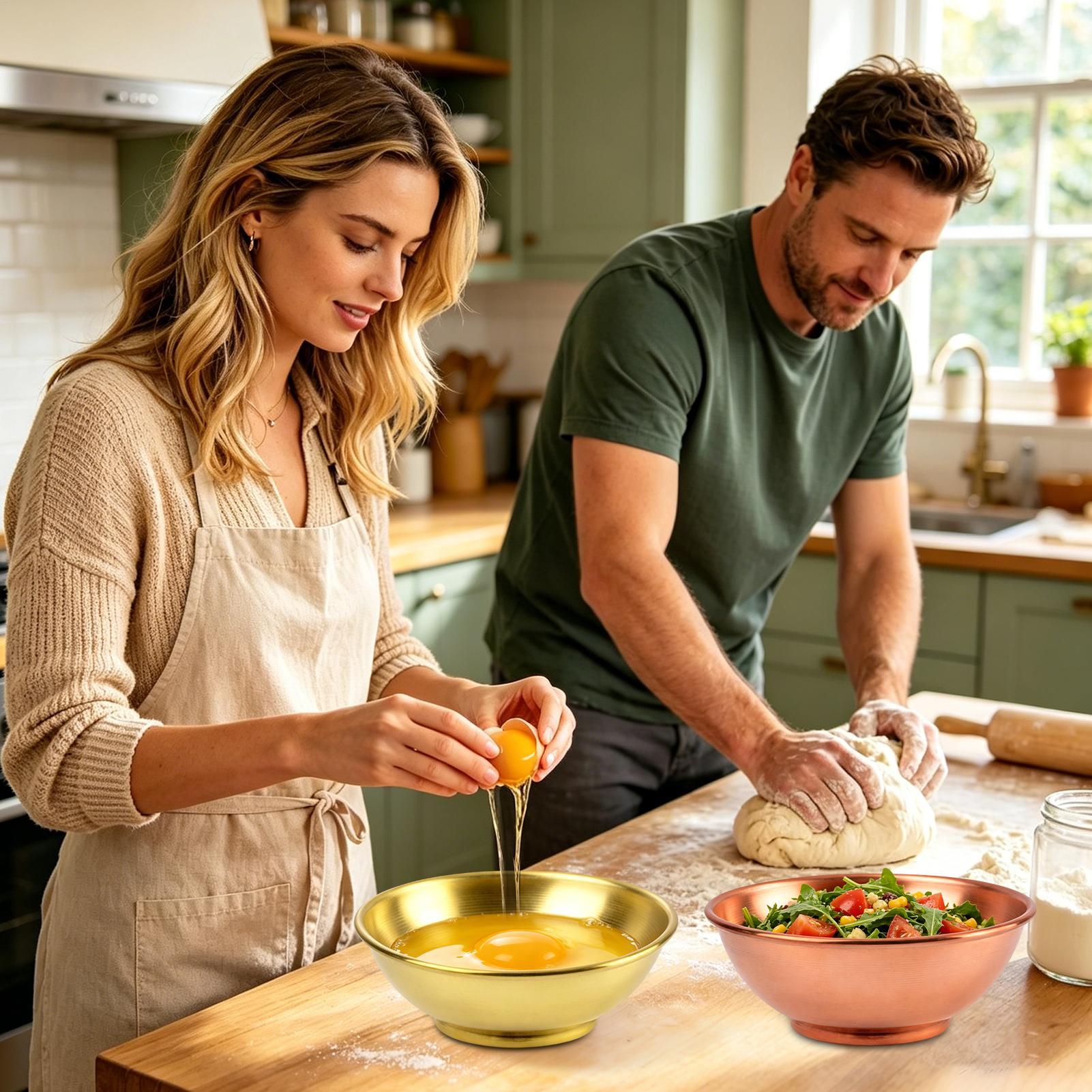 銅製ボウル 大型保存容器 サラダ用銅製皿 家庭用サービング  - Home Cooking Dishes のレビューと価格