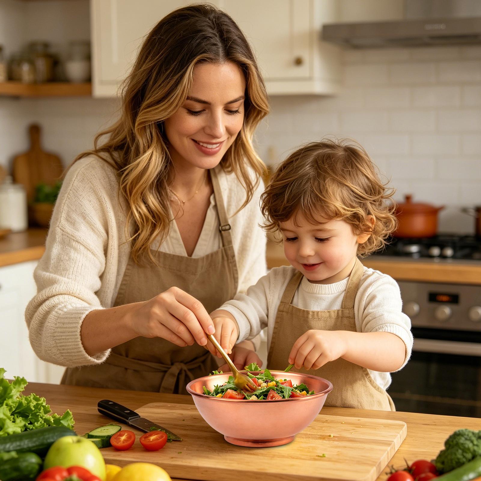 銅製ボウル 大型保存容器 サラダ用銅製皿 家庭用サービング  - Home Cooking Dishes のレビューと価格