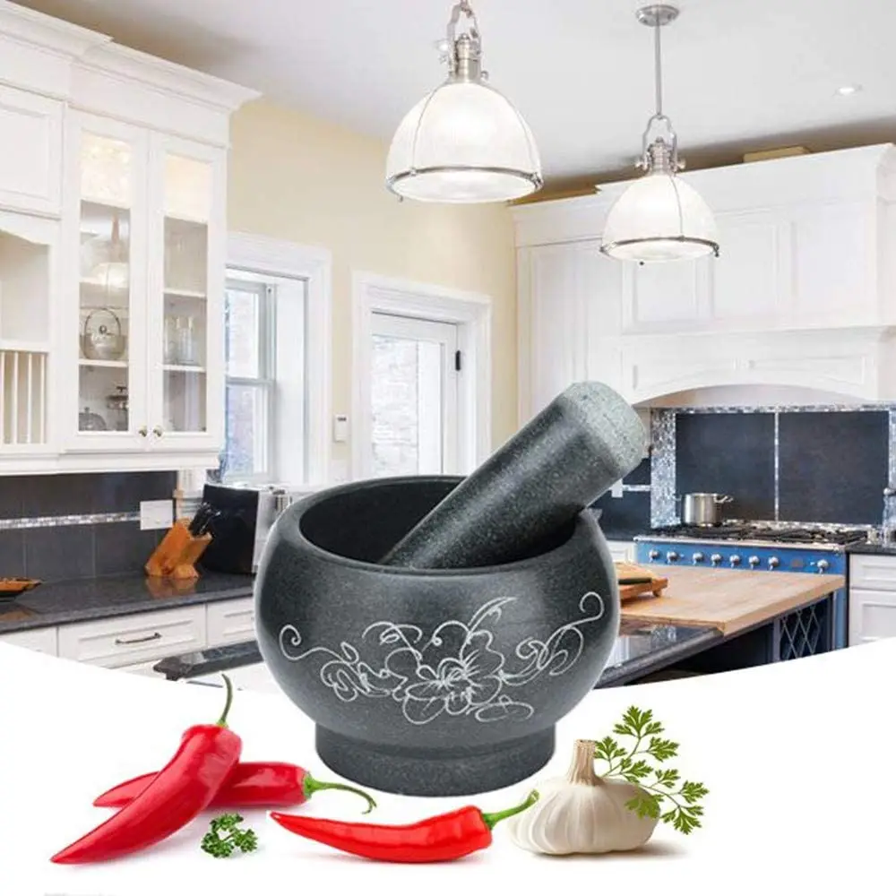 天然花崗岩の乳鉢と乳棒のセット、有機健康、ピーナッツスパイス - Mortar Pestle Granite のレビューと価格