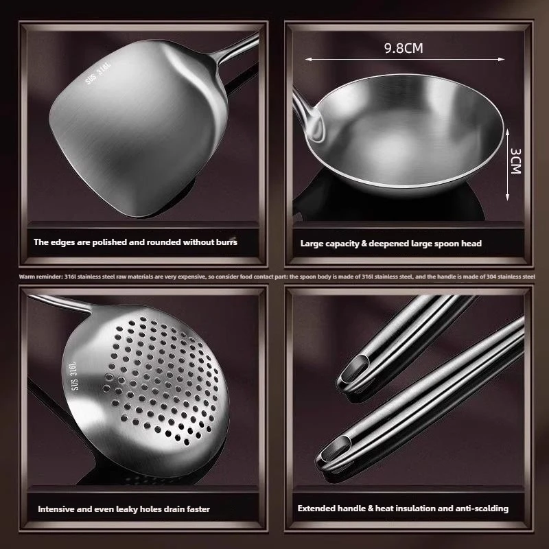 食品グレードのステンレス製中華鍋用スパチュラ、金属製キッチン - Home Cooking Utensil Set のレビューと価格