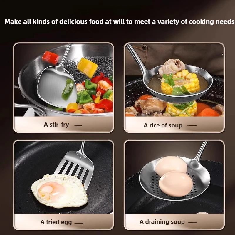 食品グレードのステンレス製中華鍋用スパチュラ、金属製キッチン - Home Cooking Utensil Set のレビューと価格